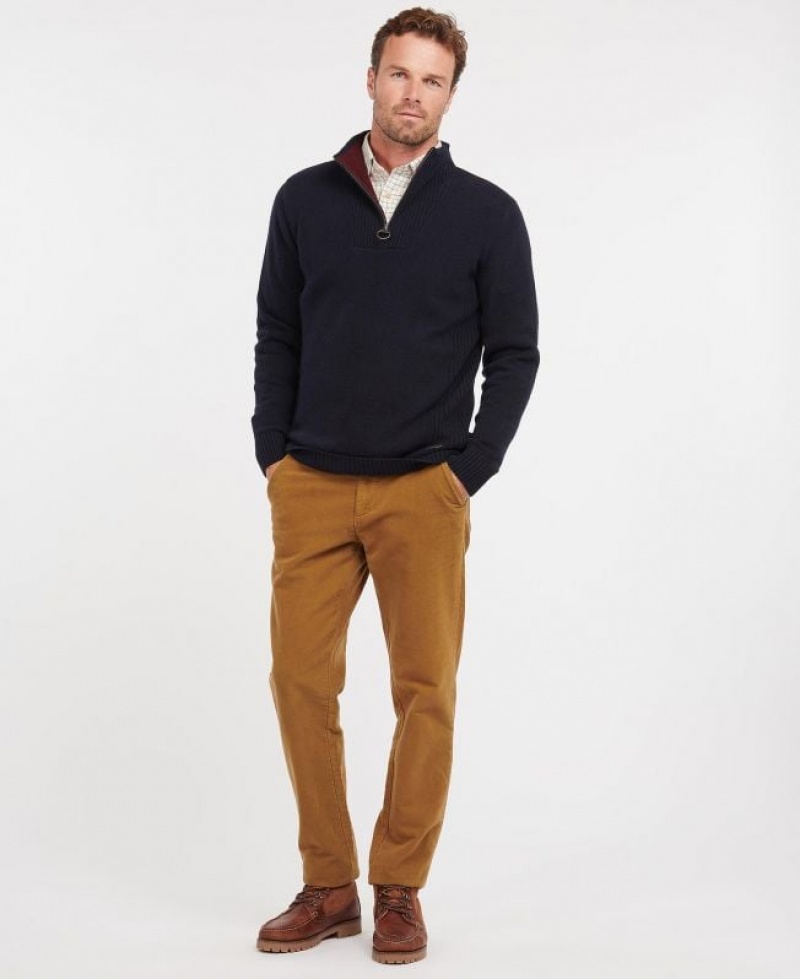 Navy Men Barbour Nelson Essential Half Zip Sweater | US-3926NDTFE