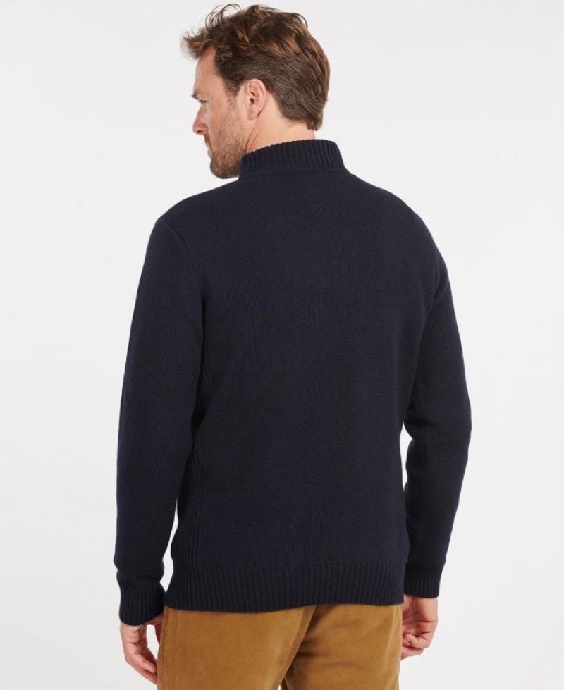 Navy Men Barbour Nelson Essential Half Zip Sweater | US-3926NDTFE