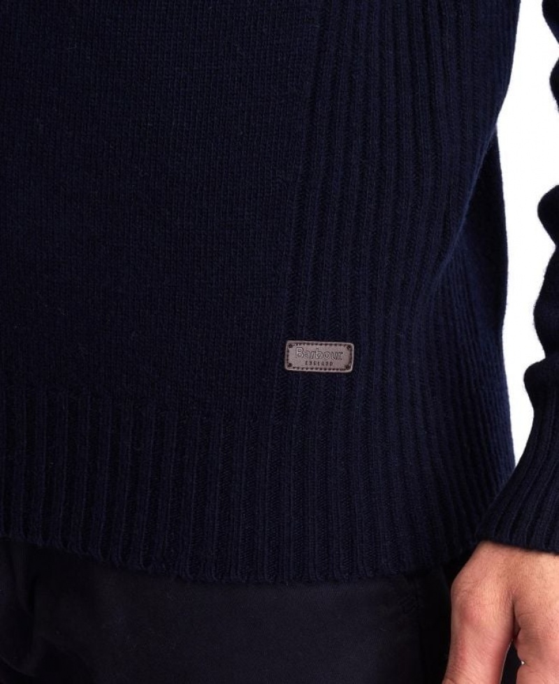 Navy Men Barbour Nelson Essential Half Zip Sweater | US-3926NDTFE