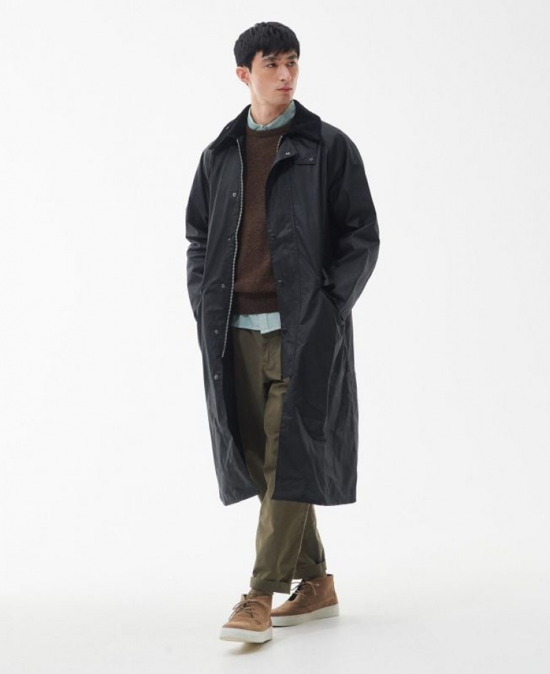 Navy Men Barbour OS Burghley Waxed Jacket | US-5987XMDEO