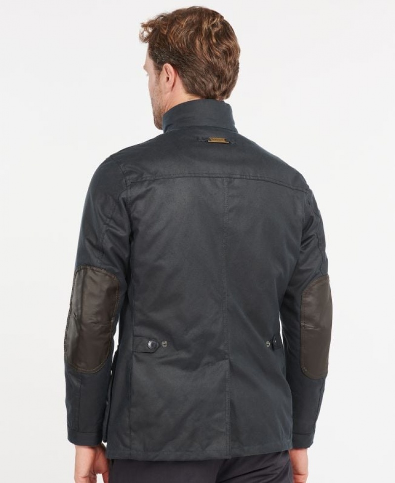 Navy Men Barbour Ogston Cotton Waxed Jacket | US-9461BQPRL