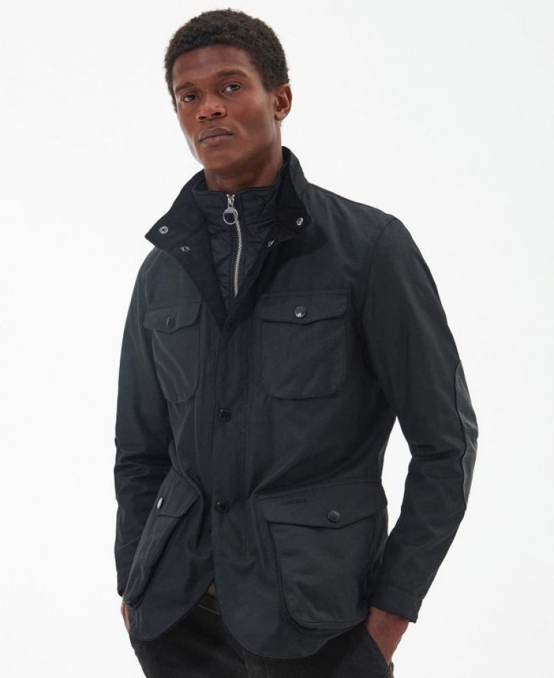 Navy Men Barbour Ogston Waxed Jacket | US-3647MACSL