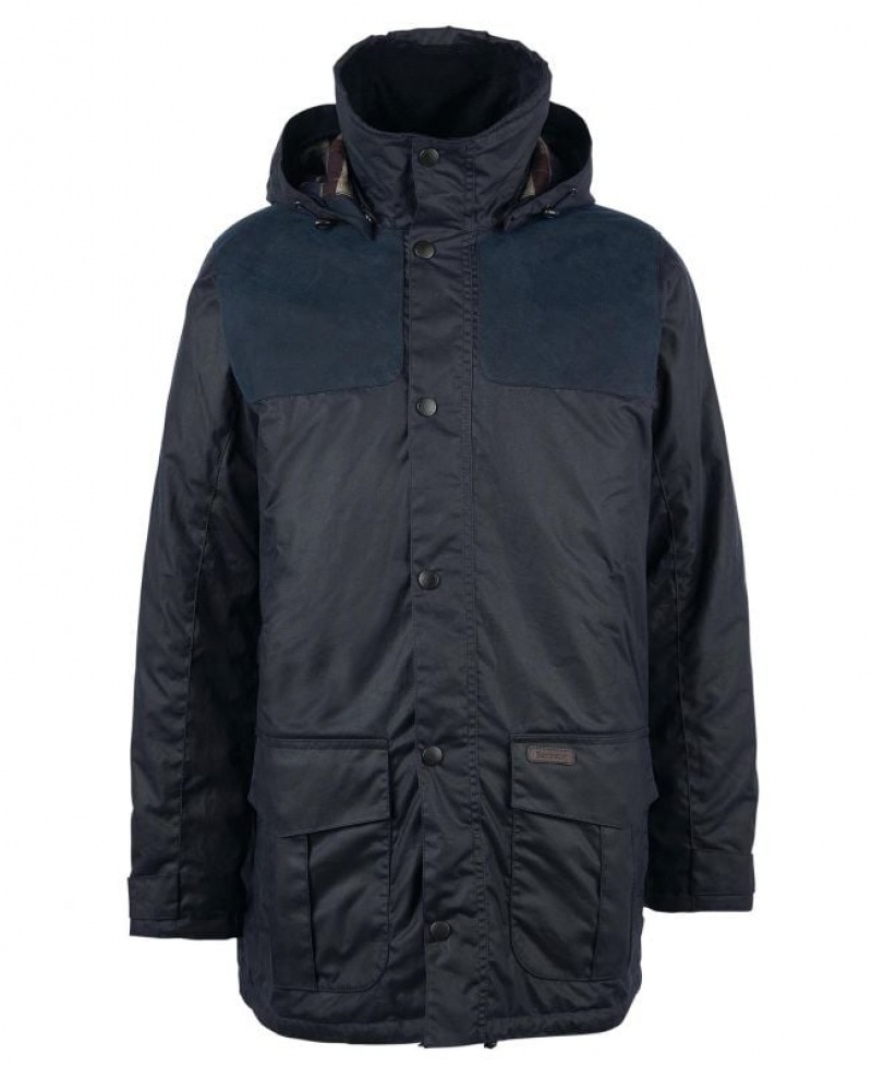 Navy Men Barbour Ollerton Waxed Jacket | US-3728GSCLR