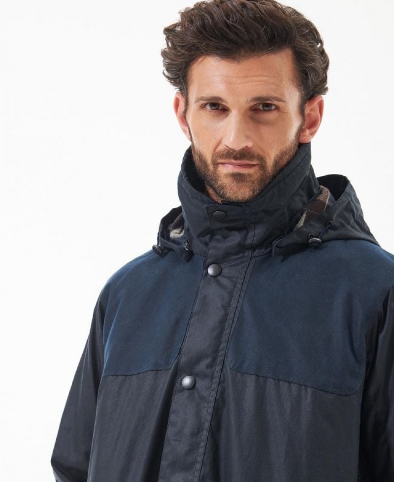 Navy Men Barbour Ollerton Waxed Jacket | US-3728GSCLR