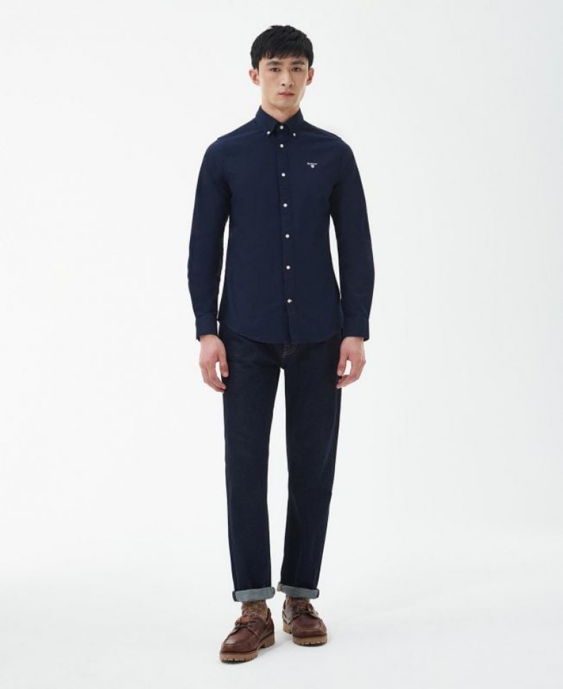 Navy Men Barbour Oxford Tailored Shirts | US-8962QYRBF