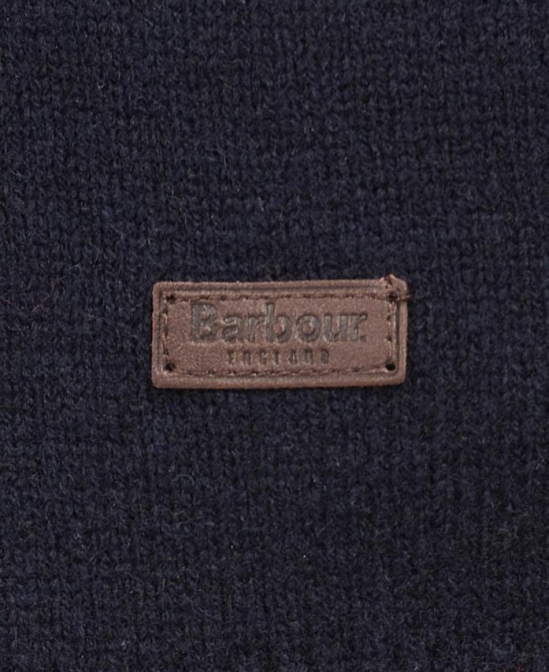 Navy Men Barbour Patch Crew Neck Sweater | US-1697KOZRY