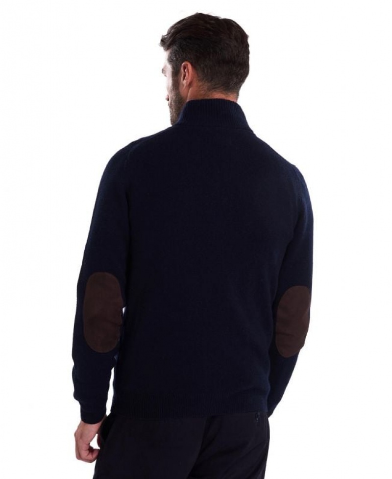 Navy Men Barbour Patch Zip Thru Sweater | US-1357BVDFN