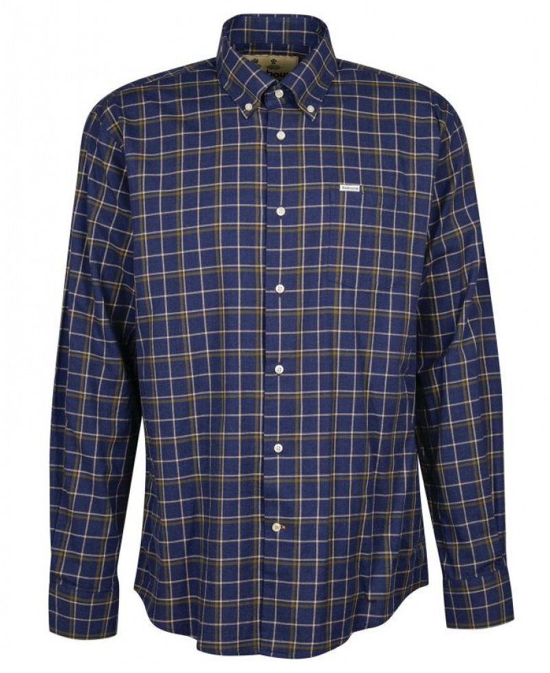 Navy Men Barbour Pelton Regular Shirts | US-0397LMAYP