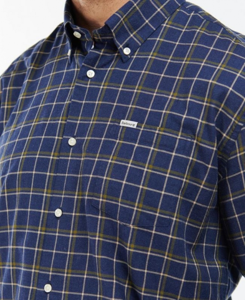 Navy Men Barbour Pelton Regular Shirts | US-0397LMAYP