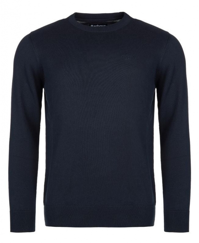 Navy Men Barbour Pima Cotton Crew Neck Sweater | US-1539KZBLN