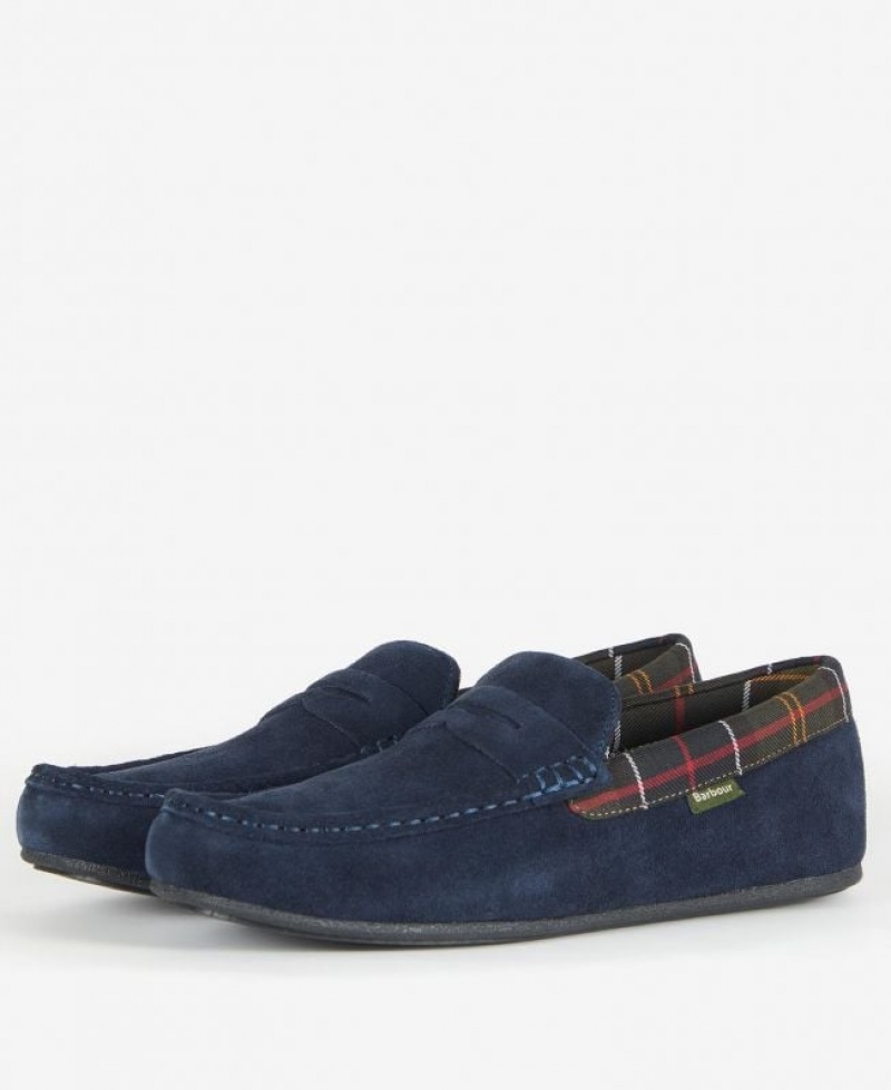 Navy Men Barbour Porterfield Slippers | US-1564KIGVS