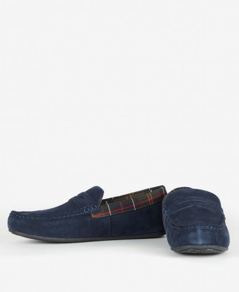 Navy Men Barbour Porterfield Slippers | US-1564KIGVS