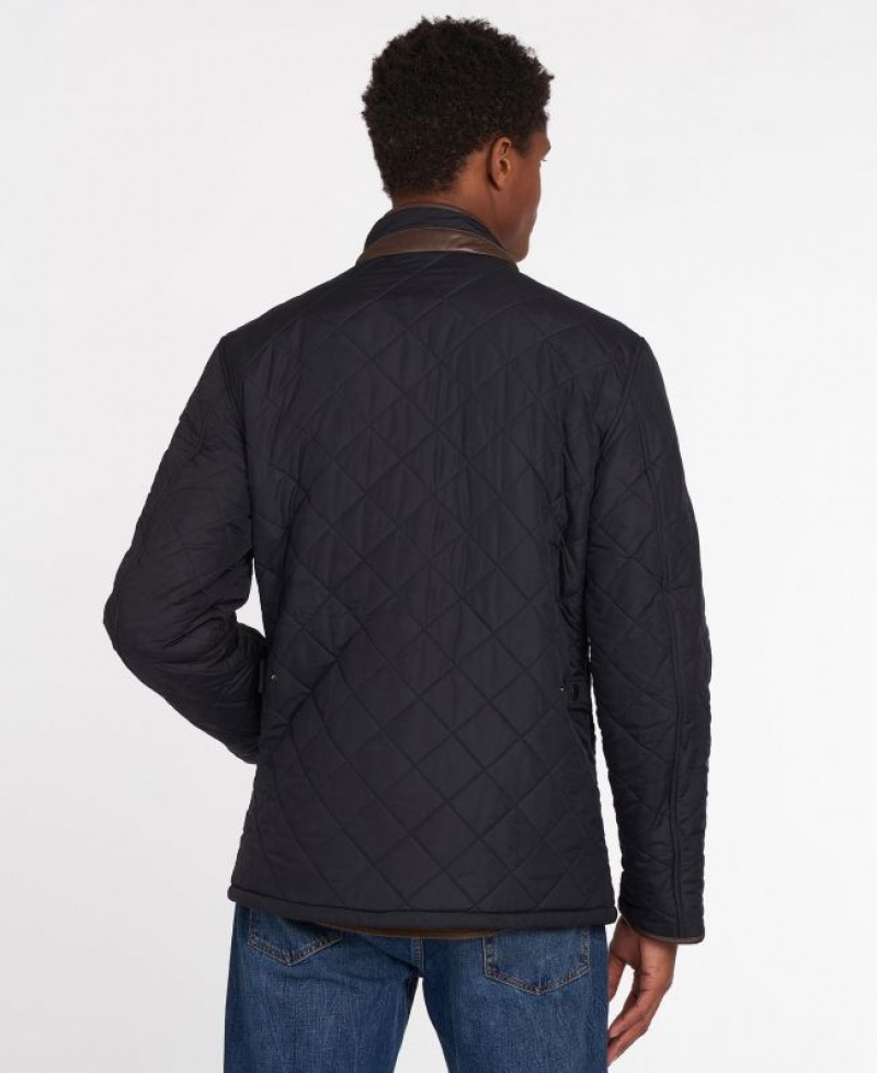 Navy Men Barbour Powell Quilted Jacket | US-0418HAVXB