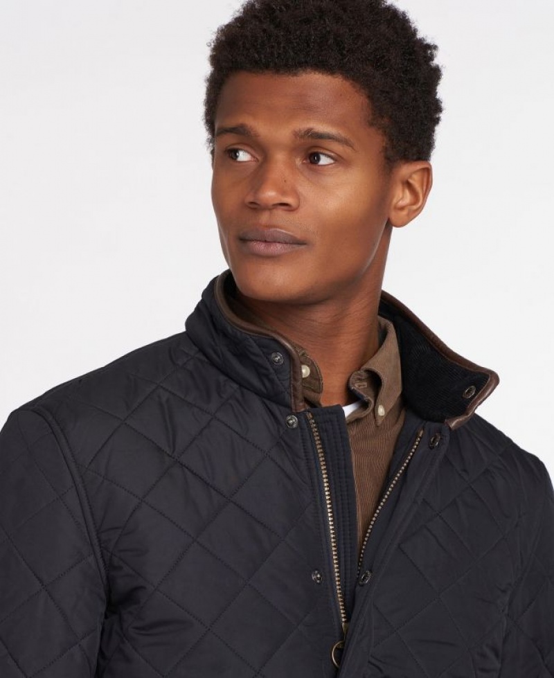 Navy Men Barbour Powell Quilted Jacket | US-0418HAVXB