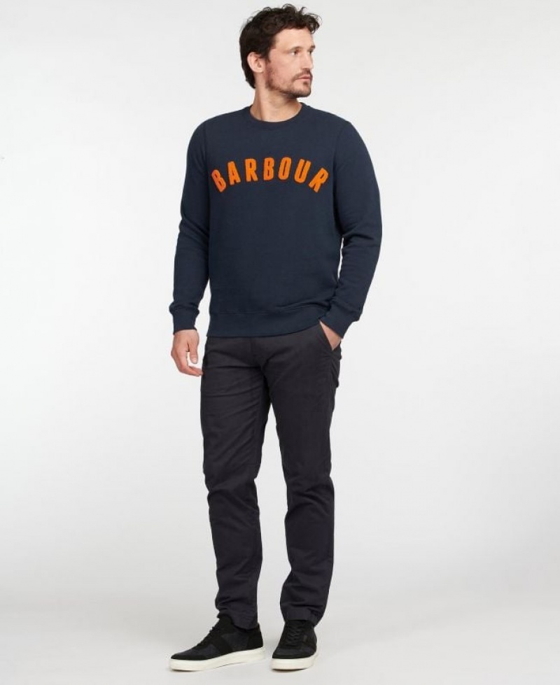 Navy Men Barbour Prep Logo Sweatshirt | US-3012JRETH