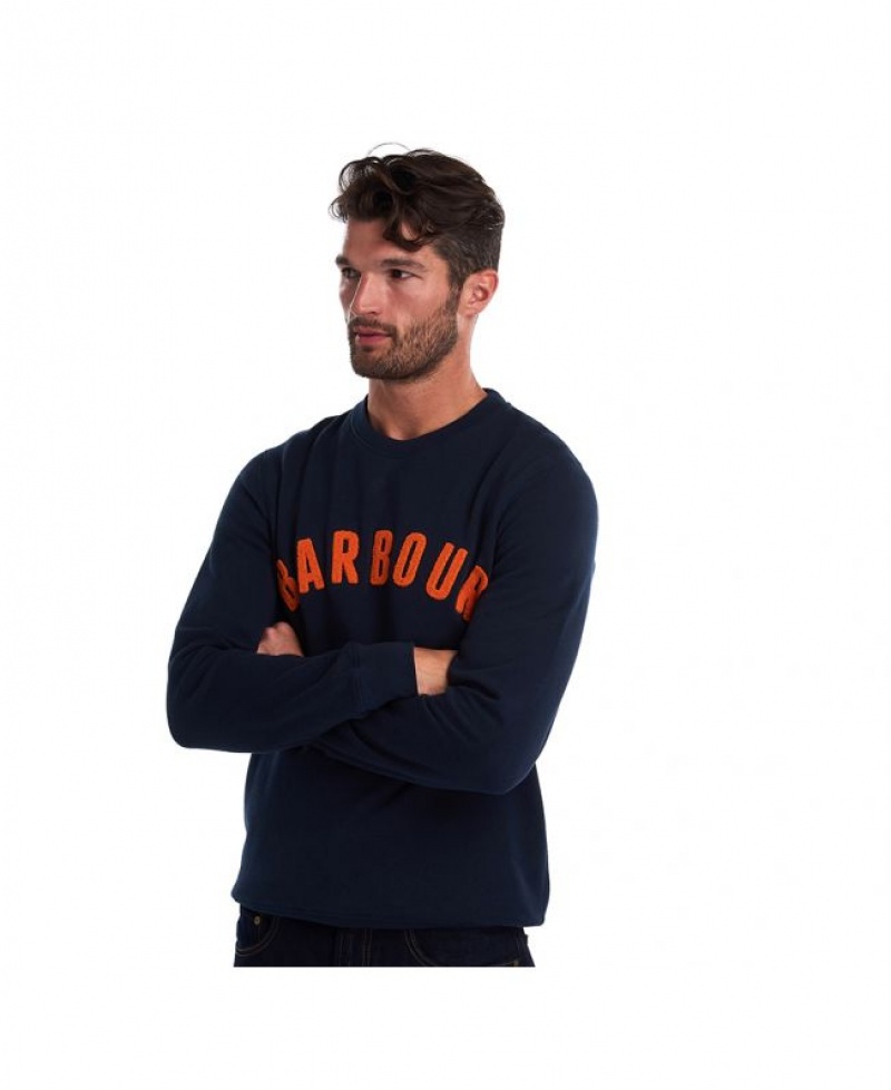 Navy Men Barbour Prep Logo Sweatshirt | US-3012JRETH