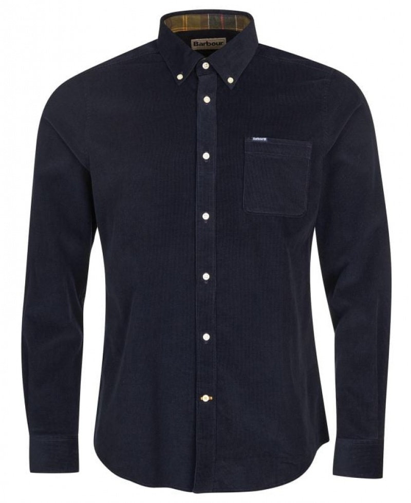 Navy Men Barbour Ramsey Tailored Shirts | US-4123XRKYU