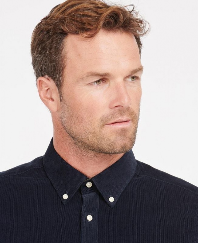 Navy Men Barbour Ramsey Tailored Shirts | US-4123XRKYU