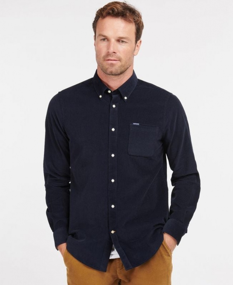 Navy Men Barbour Ramsey Tailored Shirts | US-4123XRKYU