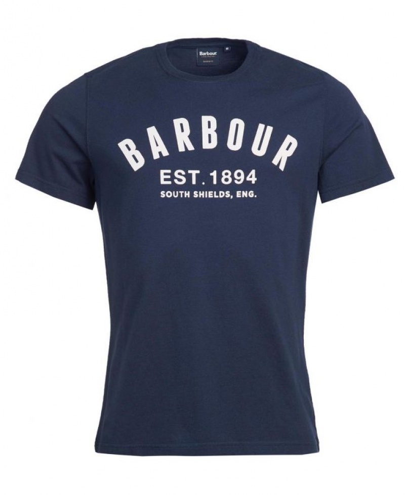 Navy Men Barbour Ridge Logo T-Shirts | US-1256CPWUA