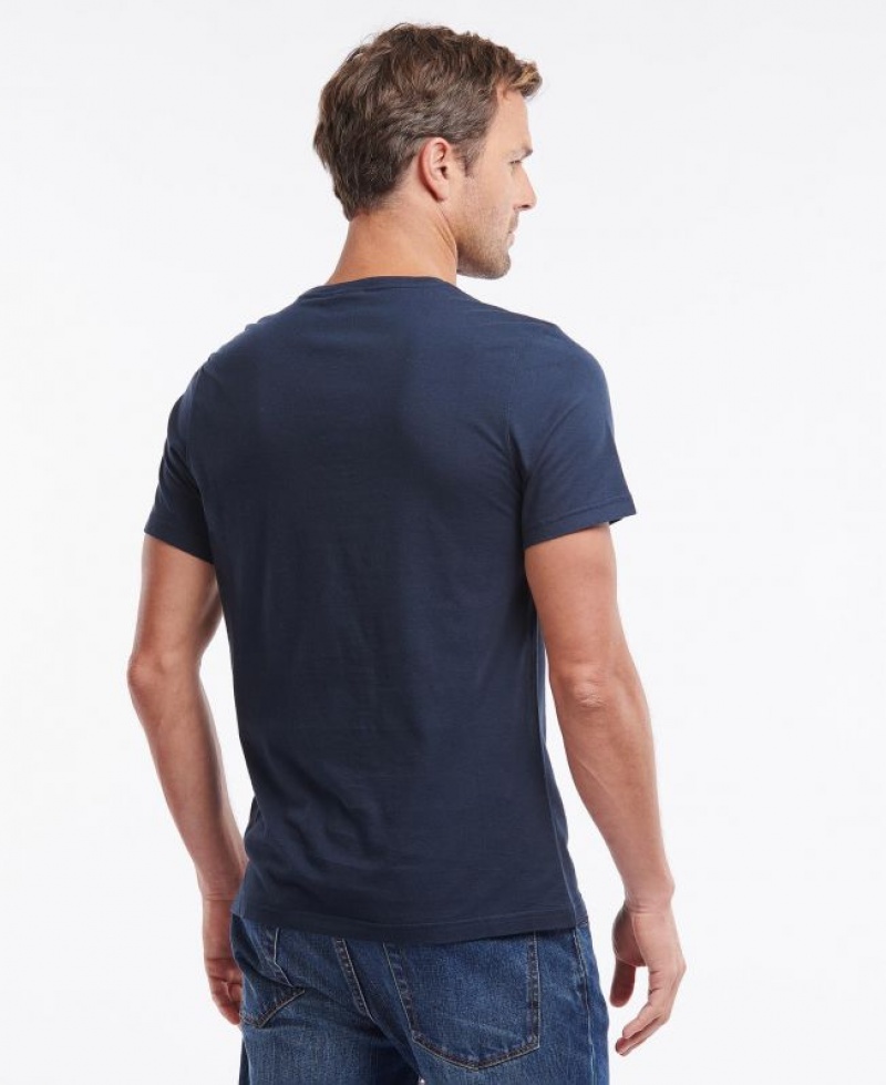 Navy Men Barbour Ridge Logo T-Shirts | US-1256CPWUA