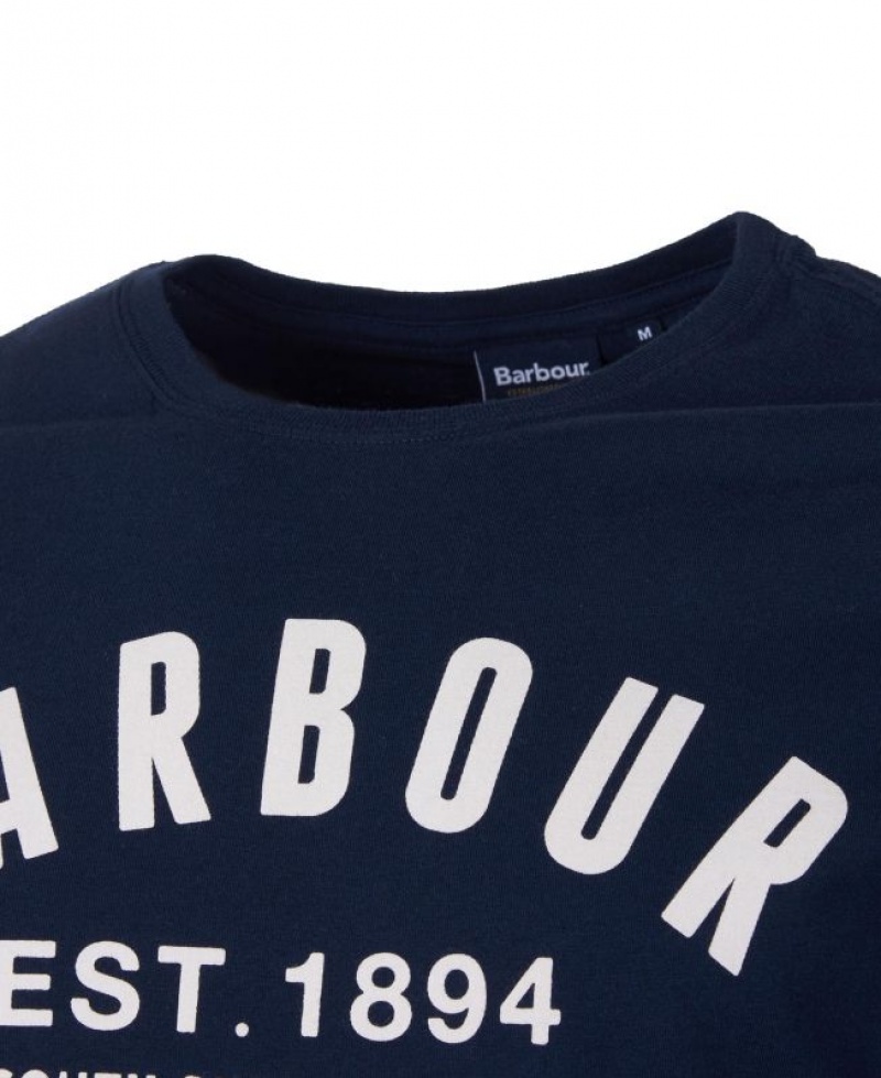 Navy Men Barbour Ridge Logo T-Shirts | US-1256CPWUA