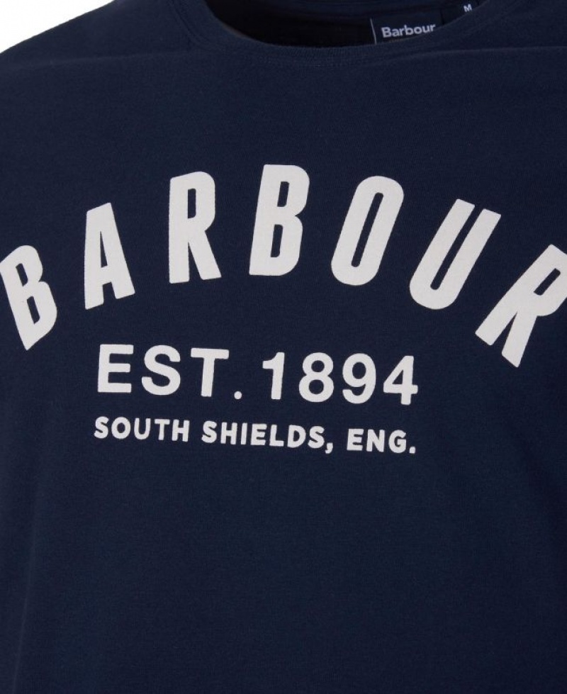 Navy Men Barbour Ridge Logo T-Shirts | US-1256CPWUA