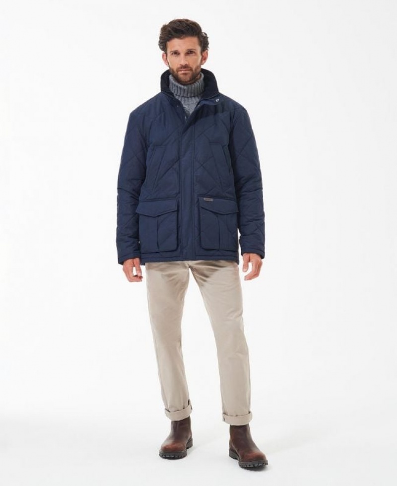 Navy Men Barbour Rockwood Quilted Jacket | US-6349GWNAS