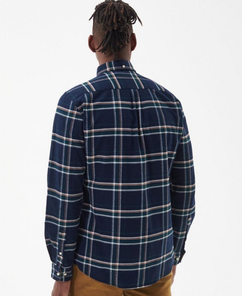 Navy Men Barbour Ronan Tailored Check Shirts | US-3574HIJBV