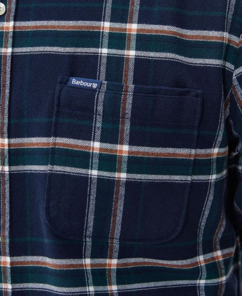 Navy Men Barbour Ronan Tailored Check Shirts | US-3574HIJBV