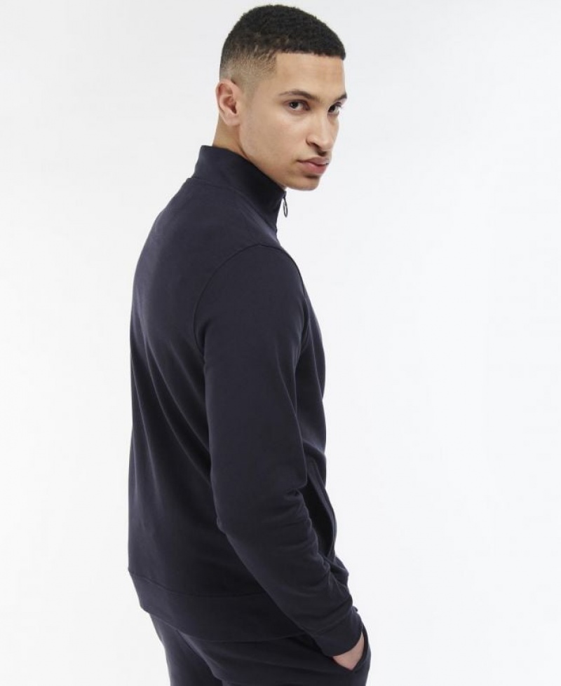 Navy Men Barbour Rothley Half Zip Sweatshirt | US-6375ADSUO