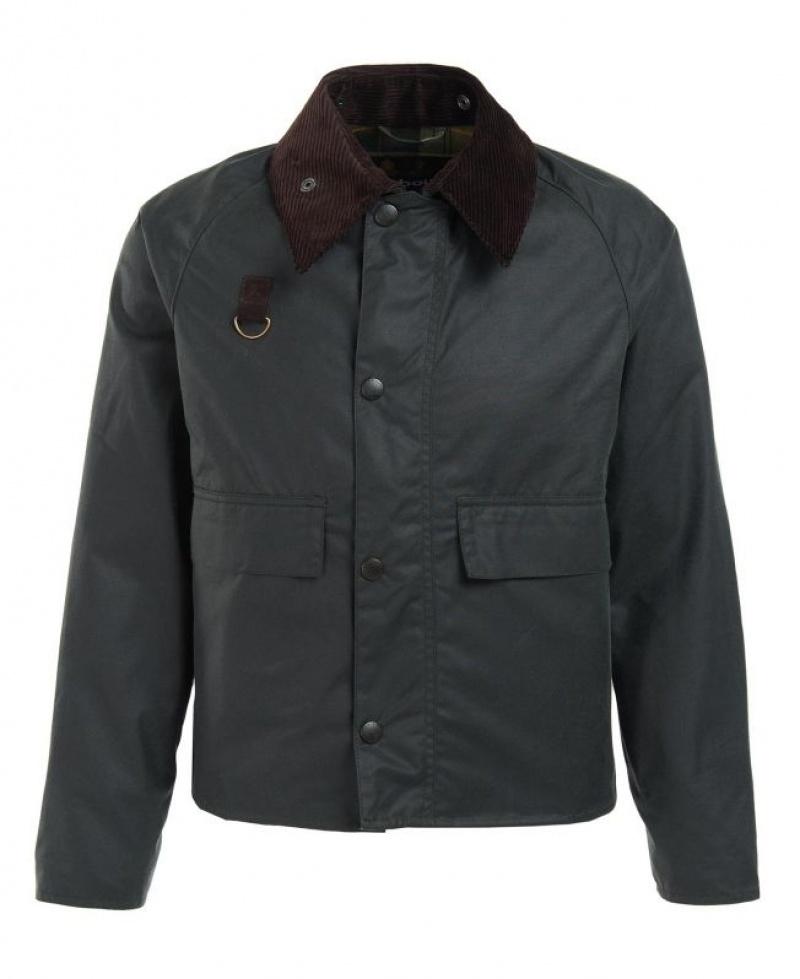 Navy Men Barbour SL Spey Waxed Jacket | US-0795QKFJY