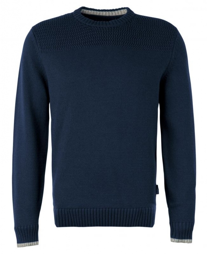 Navy Men Barbour Scull Crew-Neck Sweatshirt | US-3201QXLDJ