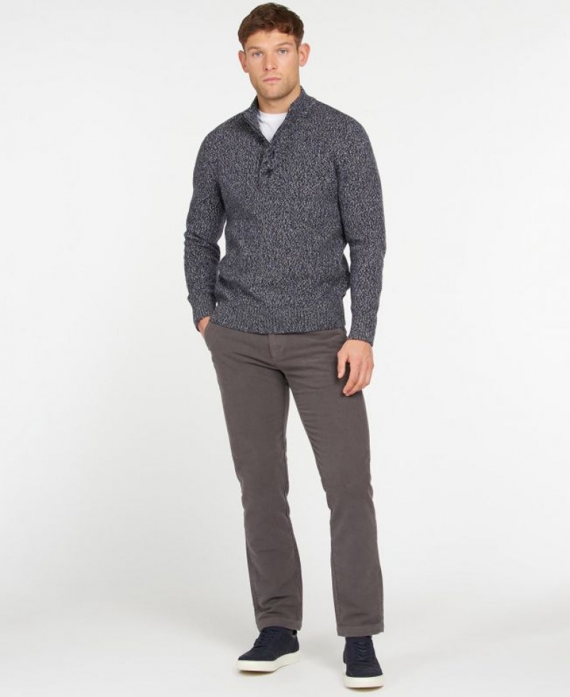 Navy Men Barbour Sid Half Zip Sweater | US-5190MHVKZ