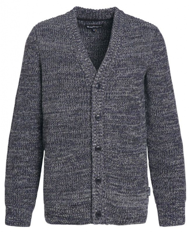 Navy Men Barbour Sid Knitted Cardigan | US-2571PTRHQ