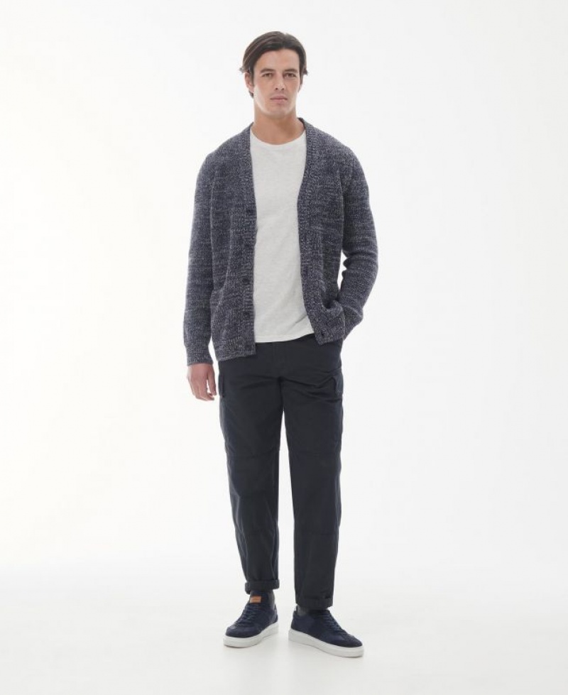 Navy Men Barbour Sid Knitted Cardigan | US-2571PTRHQ