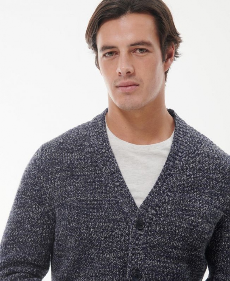 Navy Men Barbour Sid Knitted Cardigan | US-2571PTRHQ