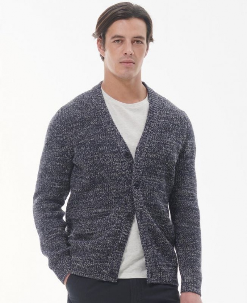 Navy Men Barbour Sid Knitted Cardigan | US-2571PTRHQ