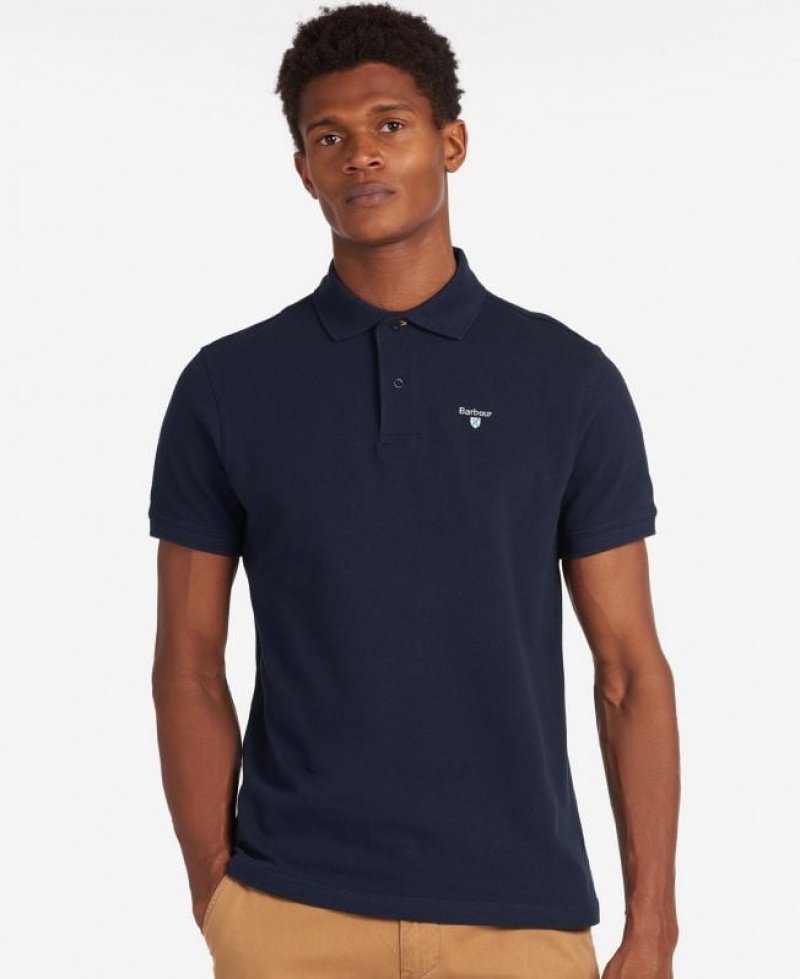 Navy Men Barbour Sports Polo Shirt | US-4780WUSLD