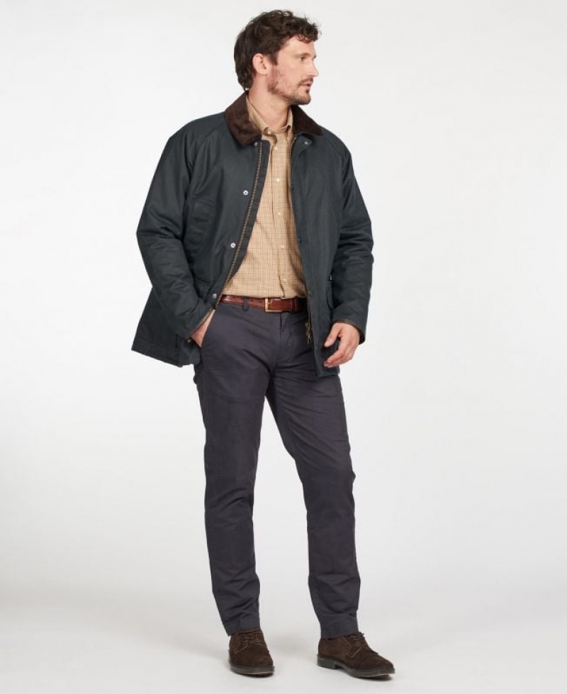 Navy Men Barbour Stratford Waxed Jacket | US-1603PBOUY