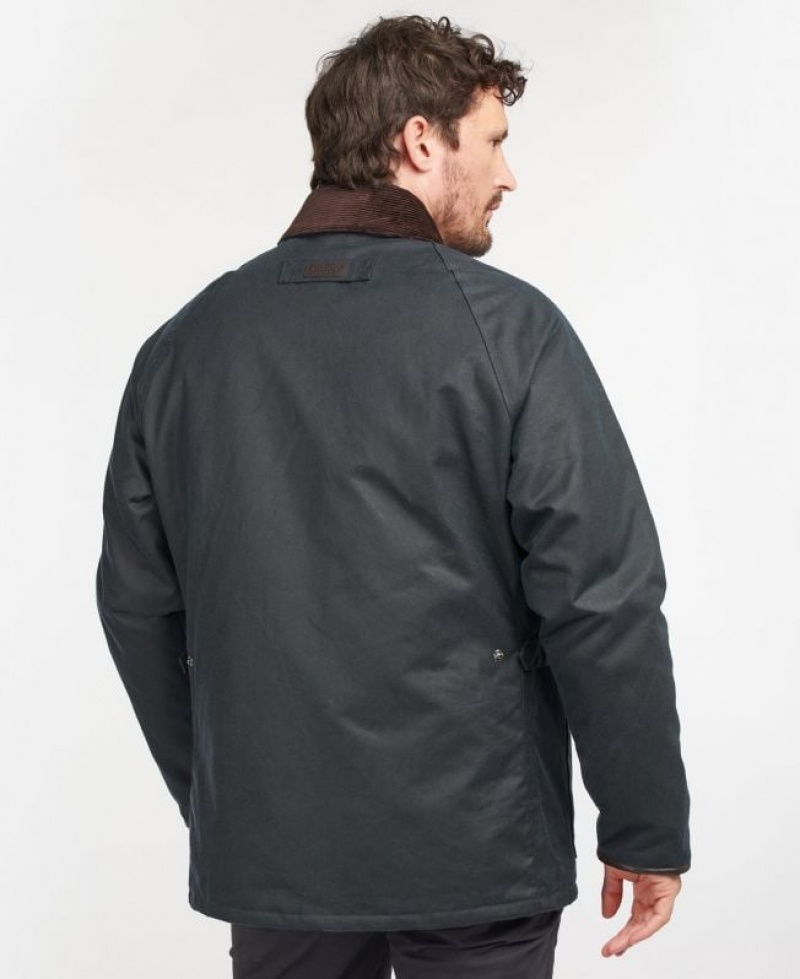 Navy Men Barbour Stratford Waxed Jacket | US-1603PBOUY