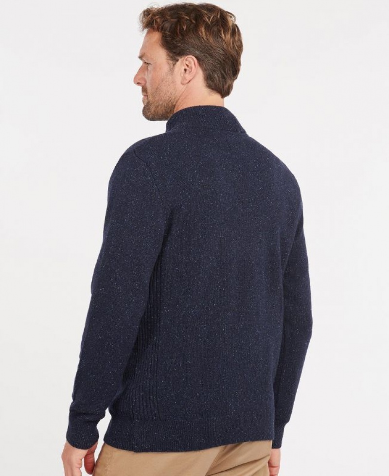 Navy Men Barbour Tisbury Half Zip Sweater | US-9357EDXRB