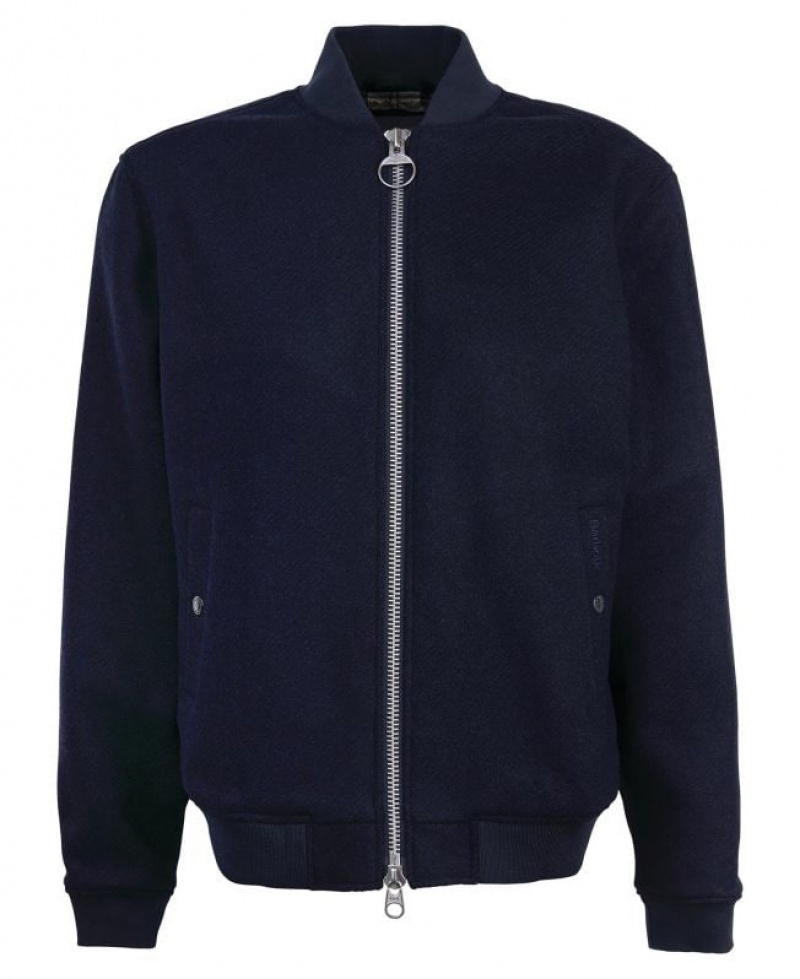 Navy Men Barbour Verton Wool Bomber Casual Jacket | US-3964IJCLV