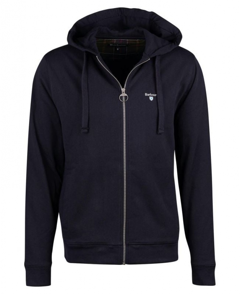 Navy Men Barbour Wallington Zip Hoodie | US-4780IXMYH