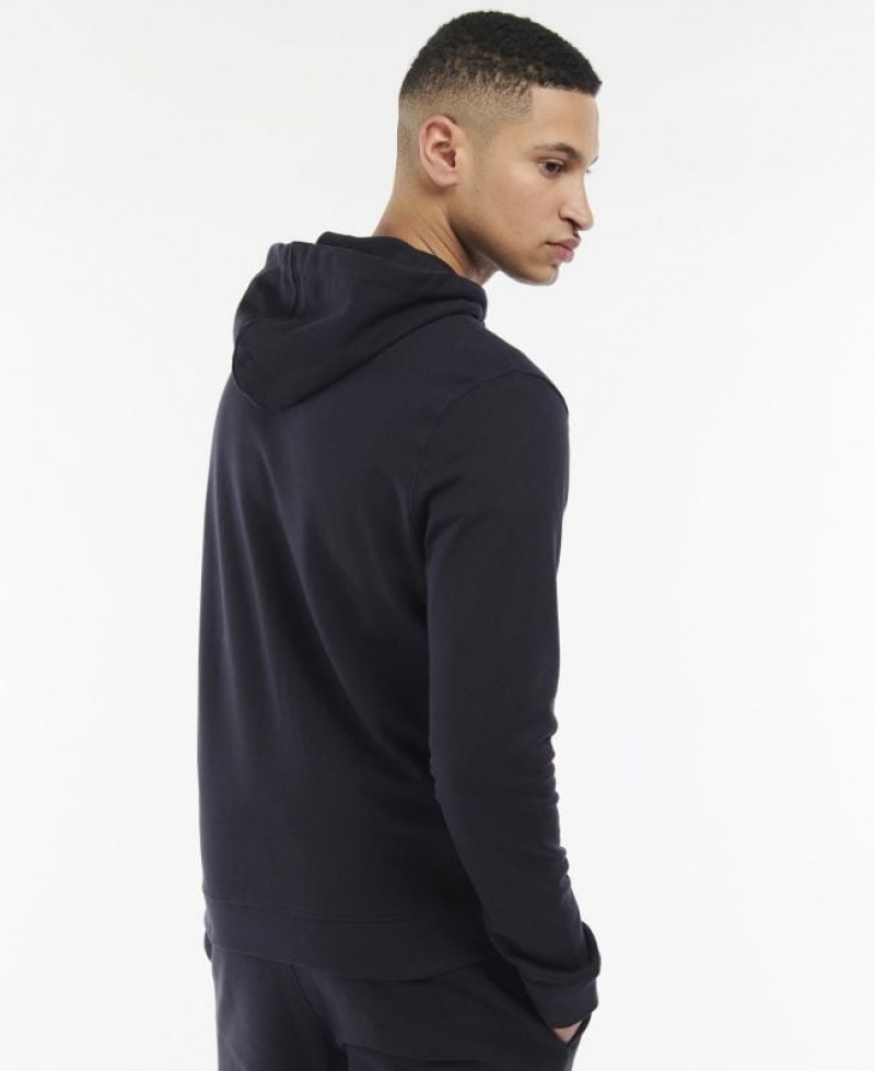 Navy Men Barbour Wallington Zip Hoodie | US-4780IXMYH