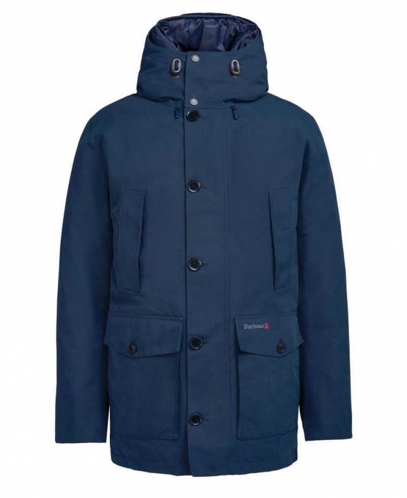 Navy Men Barbour Waterproof Antartic Parka Jacket | US-7684GDSTU