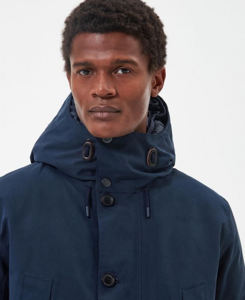 Navy Men Barbour Waterproof Antartic Parka Jacket | US-7684GDSTU