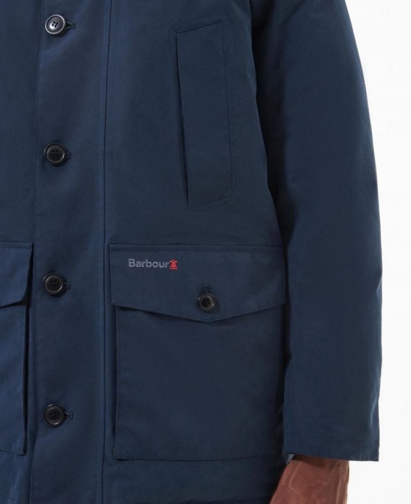 Navy Men Barbour Waterproof Antartic Parka Jacket | US-7684GDSTU