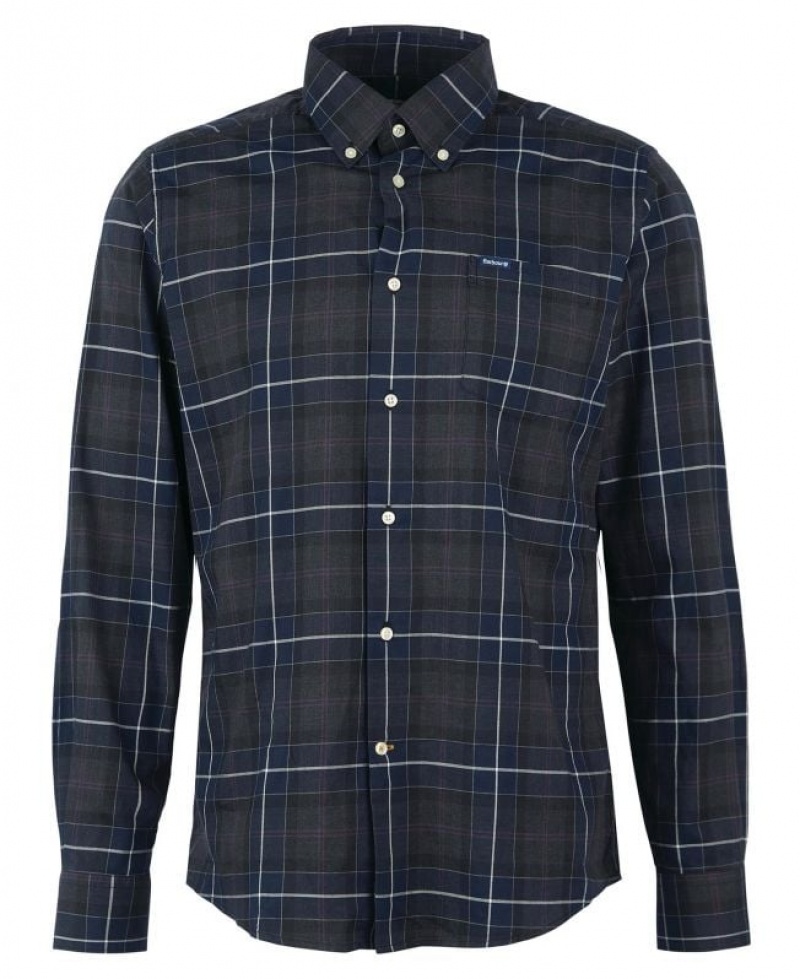 Navy Men Barbour Wetheram Tailored Shirts | US-5790KCJEP