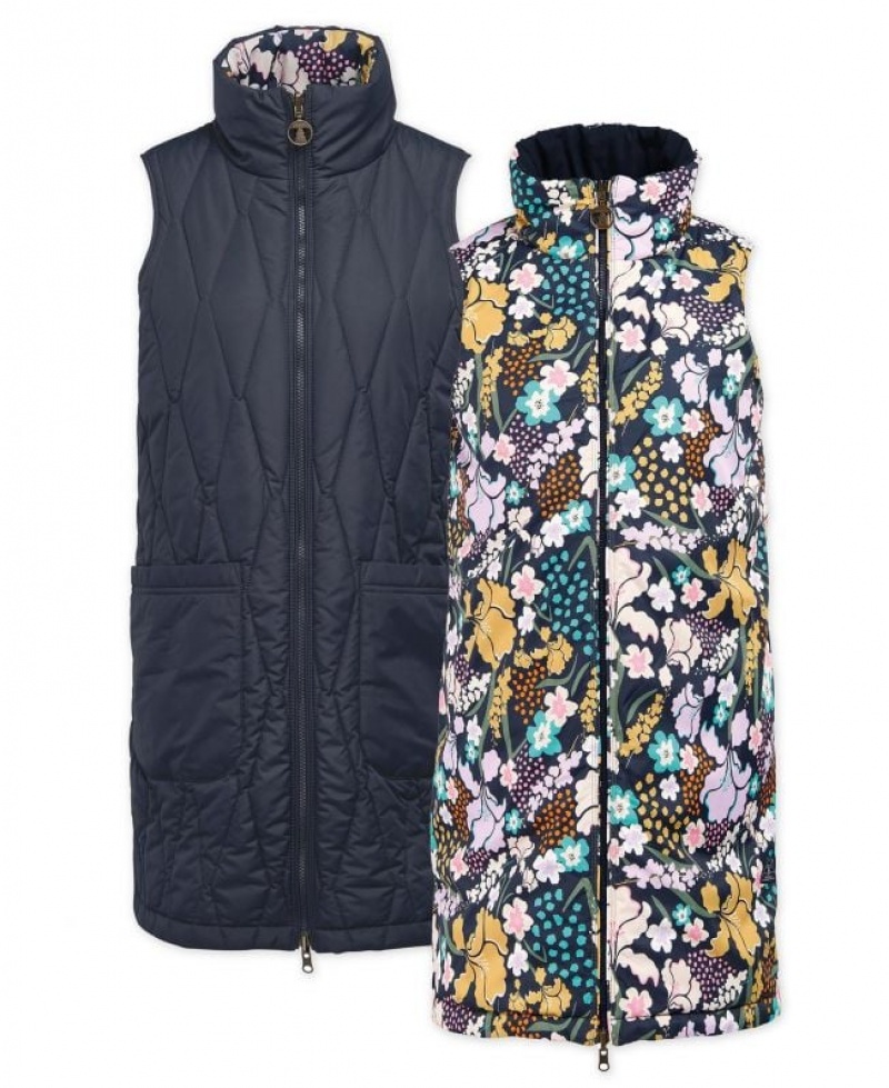 Navy Women Barbour Acanthus Reversible Vest | US-4375OGXEH